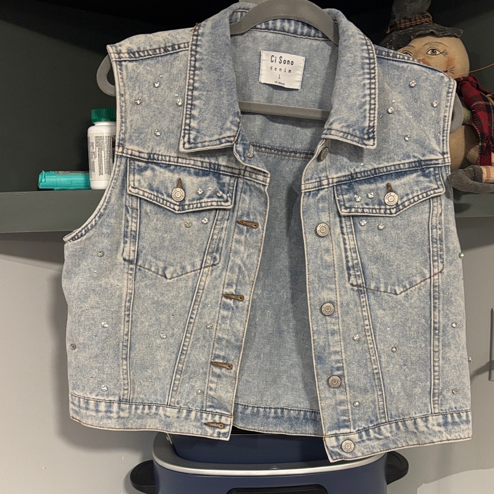 Ci Sono Light Blue Studded Vest